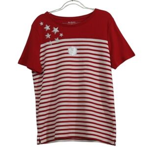 Kim Rogers Cotton Candy Cane Striped Oersized Crew Tee Shirt
